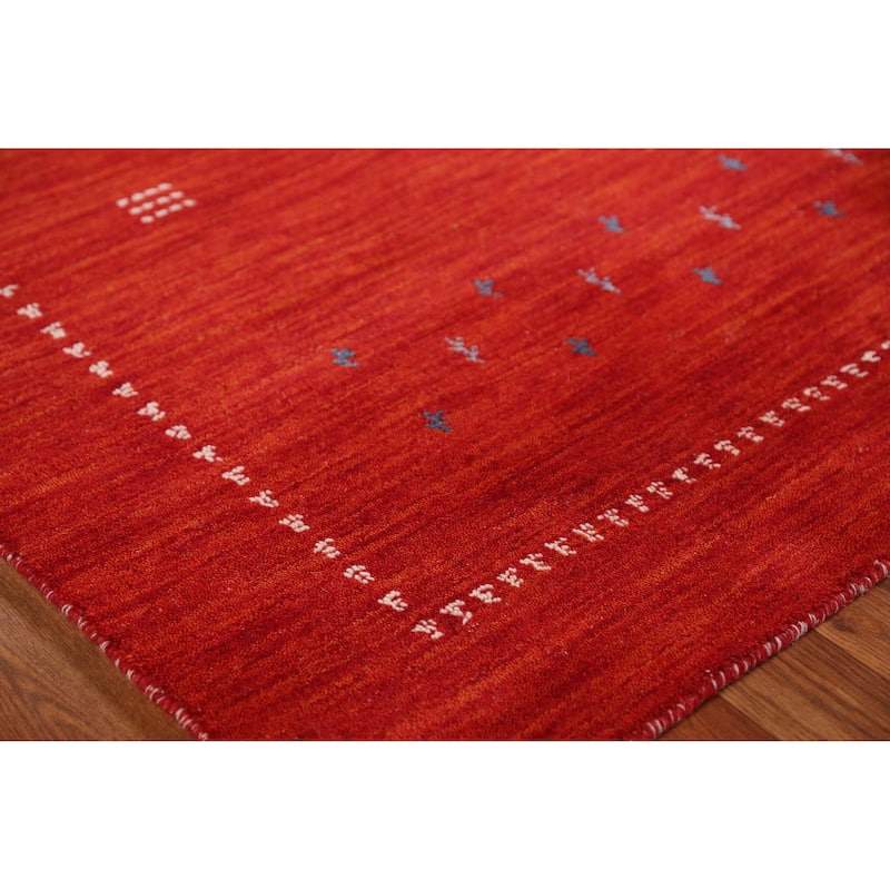 Hand Knotted Oriental 100% Wool Carpet Tribal Tribal Oranges & Rust Gabbeh Area Rug - 6' 5'' X 4' 8''