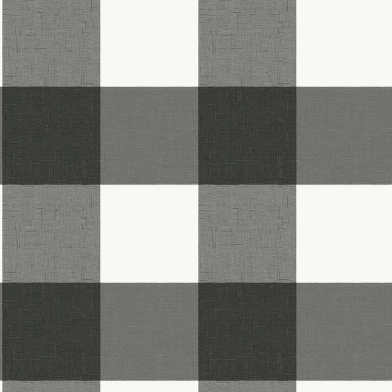 NuWallpaper Charcoal Farmhouse Plaid Peel & Stick Wallpaper - 216in x 20.5in x 0.025in
