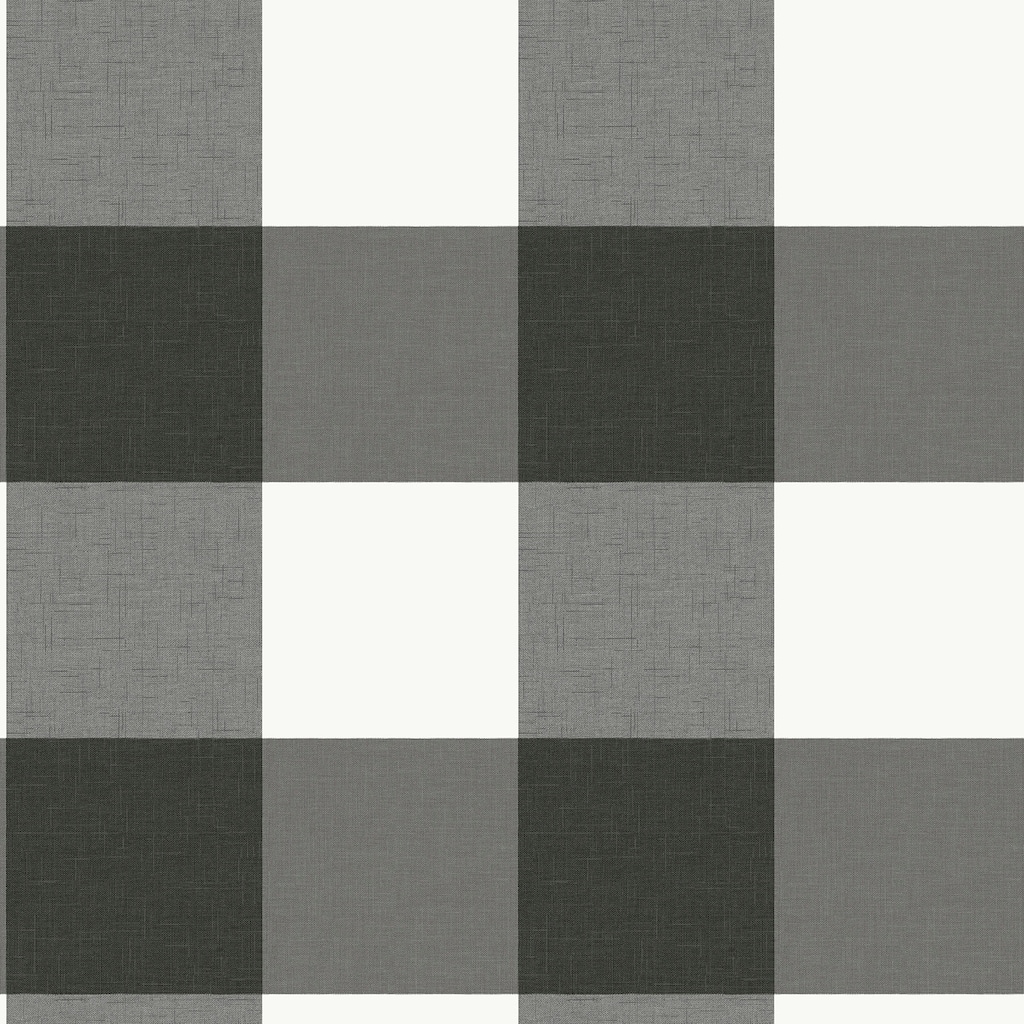 NuWallpaper Charcoal Farmhouse Plaid Peel & Stick Wallpaper - 216in x 20.5in x 0.025in