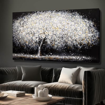 White Flowers Wall Art,Modern Artwork Nature Canvas Pictures