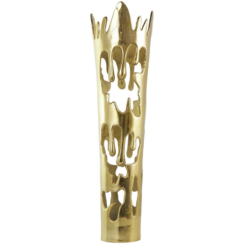 Aluminum Metal Drip Decorative Vase with Melting Designed Body - Silver, Gold or Black - Roche River Decor