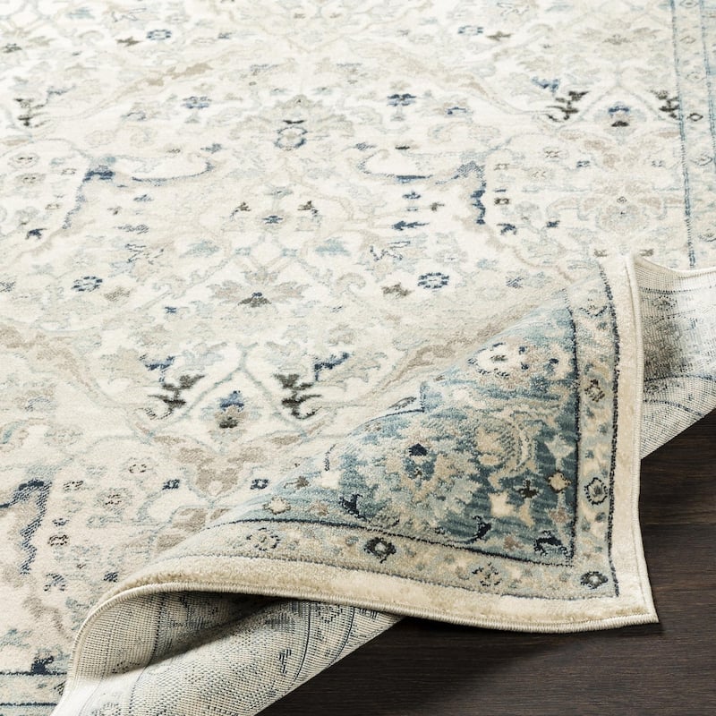 Livabliss Mesopotamia Teal & Grey Updated Traditional Area Rug