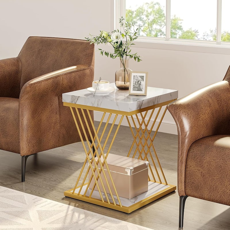 Square Side End Table for Living Room, Nightstand for Bedroom