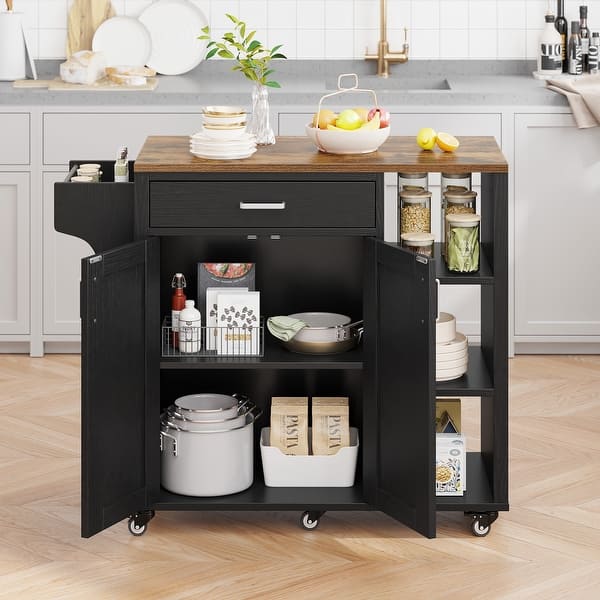 Moasis Rolling Kitchen Island Cart Storage Cabinet on Wheels - On Sale ...