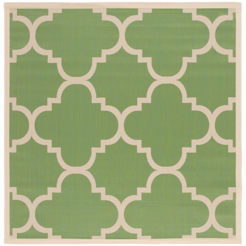 SAFAVIEH Courtyard Hafiza Indoor/ Outdoor Waterproof Patio Backyard Rug - 5'3" Square - Green/Beige