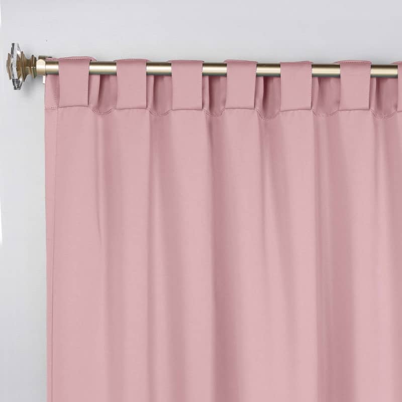 Superior Solid Machine Washable Room Darkening Curtains with Back Tabs, Set of 2