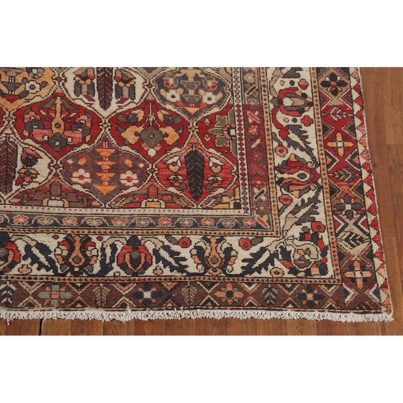 Garden Design Bakhtiari Persian Vintage Rug Hand-Knotted Wool Carpet - 6'10"x 10'8"