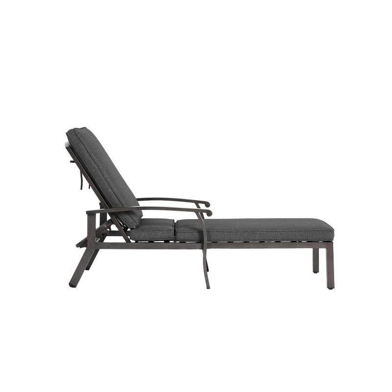 Adjustable Reclining Aluminum Chaise Lounge with Wheels for Poolside Patio Outdoor Navy Blue Rust-Resistant