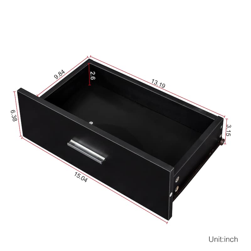 Anmytek Black Modern Storage Organizer with Shelves and Drawers for Livingroom