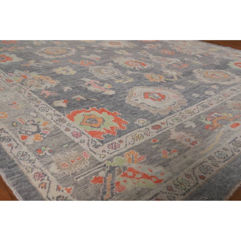 Hand Knotted Oriental 100% Wool Carpet Transitional All-Over Greys & Charcoal Oushak Area Rug - 10' 2'' X 7' 11''