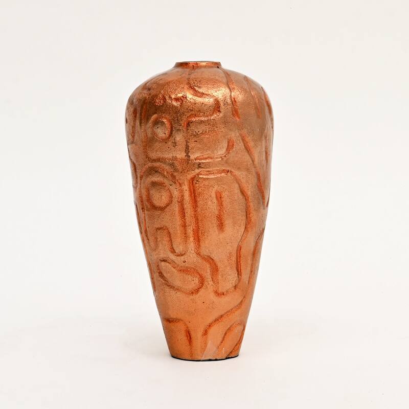 Set of 2 Antique Copper Finish Aluminum Vases - Table Decor