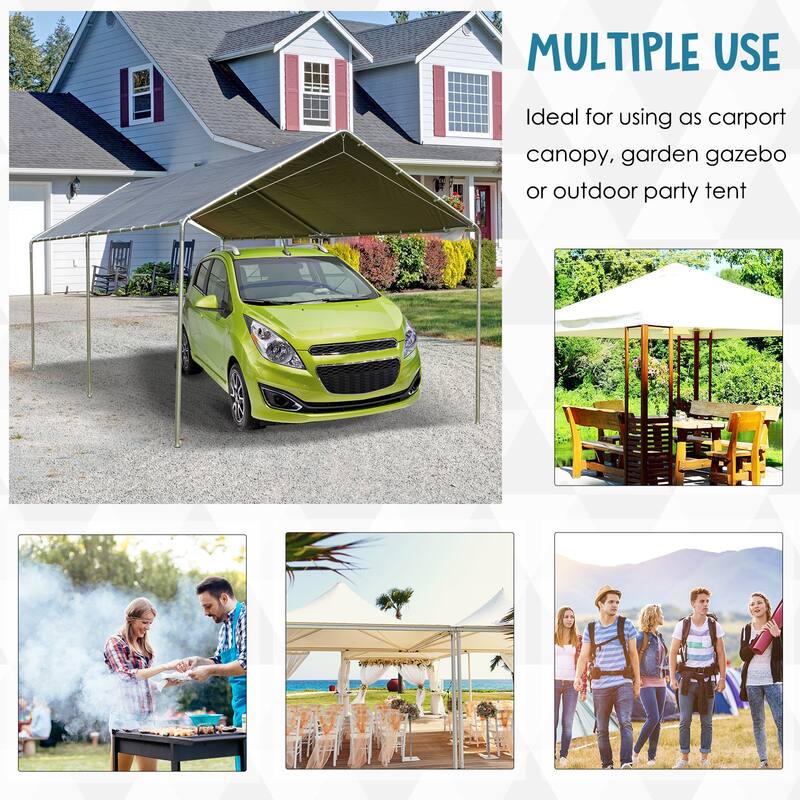 Outsunny 10' x 20' Heavy Duty Carport Awning Canopy with Included Anchor Kit & Weather-Resistant PE Roof