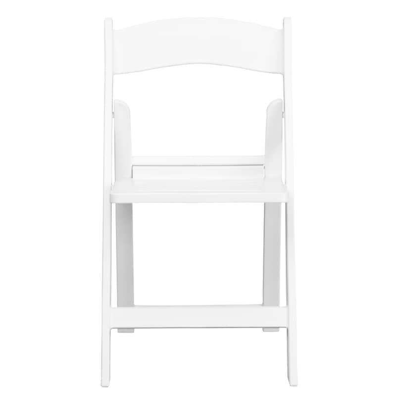 4 Pack 1000 lb. Capacity White Resin Folding Chair with Slatted Seat - 18"D x 17.5"W x 30.75"H
