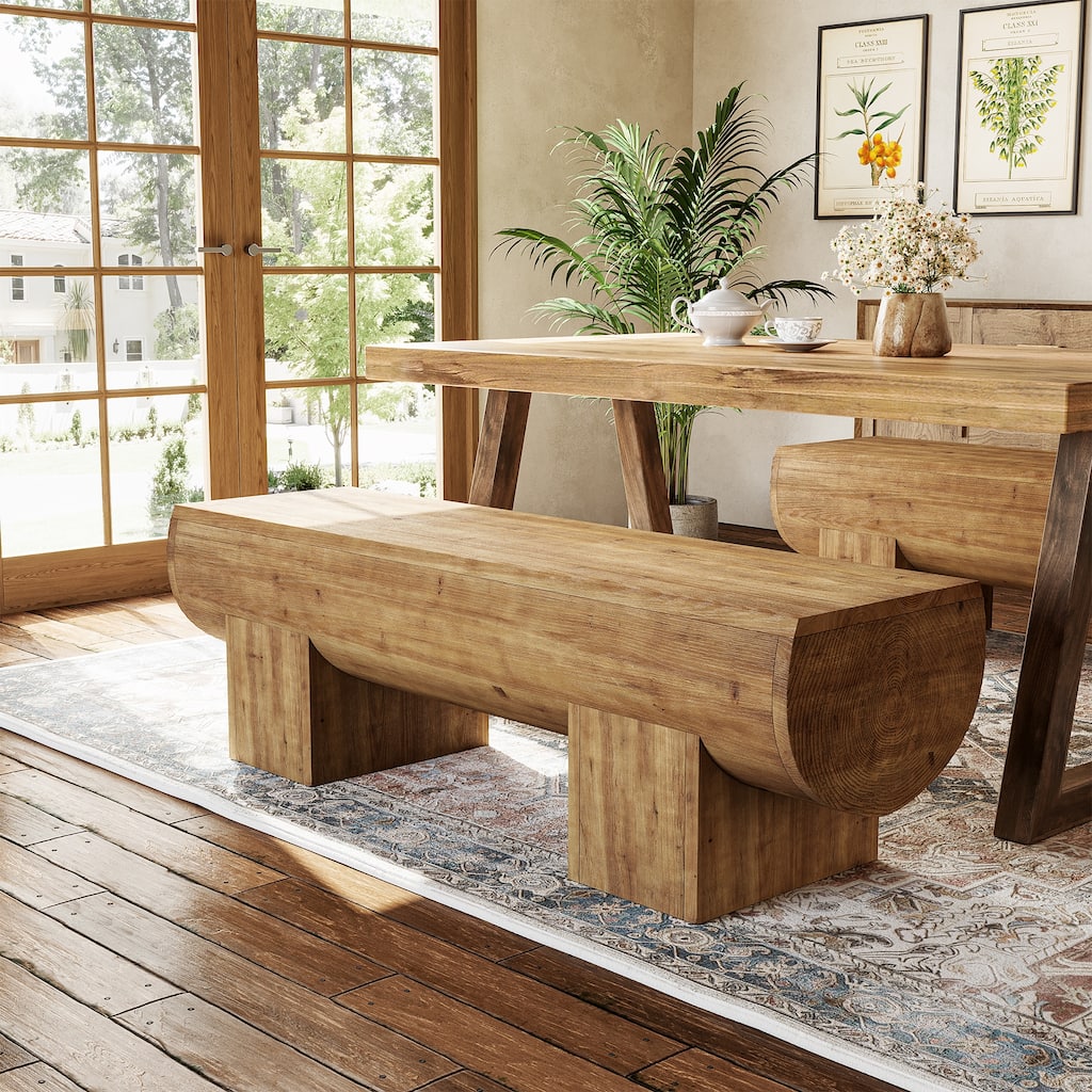 Farmhouse Solid Wood Dining Bench, Entryway Shoe Bench, Kitchen Bench for Dining/Living Room, Hallway