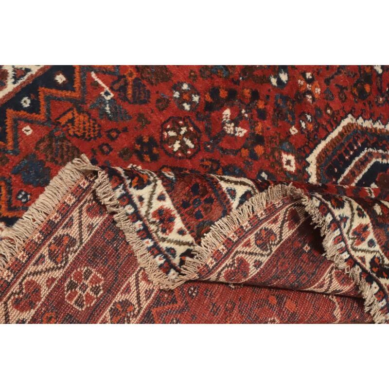 Hand Knotted Oriental 100% Wool Carpet Traditional Tribal Oranges & Rust Shiraz Area Rug - 10' 5'' X 7' 3''