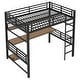 preview thumbnail 10 of 11, Full Size Gaming Loft Bed with Bulit-in Desk and LED Light, Metal Loft Bedframe with Storage Shelf and Ladder for Kids