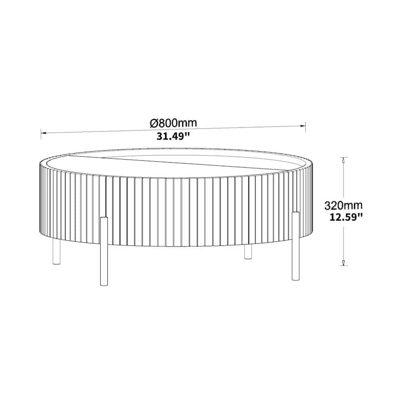 Rossetta Accent Round Coffee Table with Smooth Rotating Top and Stable Metal Legs
