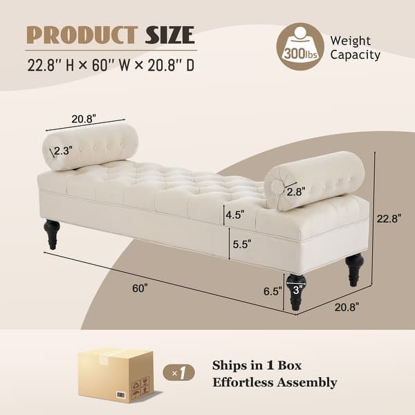 dimension image slide 3 of 4, Christopher Knight Home - Anne Bedroom End-of-Bed Bench with 2 Pillows and Velvet Upholstery