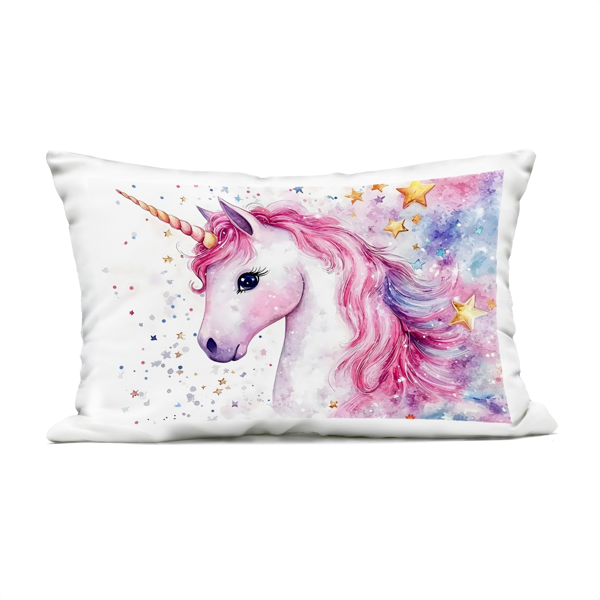 Stupell Pink Mane Unicorn with Stars Printed Outdoor Throw Pillow Design by Creative Studio