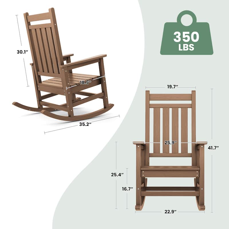 Modern High-Back Rocking Adirondack Chair All Weather