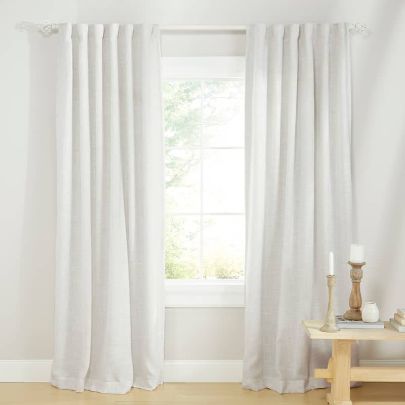 Lauren Ralph Lauren Herringbone 100% Blackout Back Tab/Rod Pocket Single Curtain Panel - 52x96 - Natural