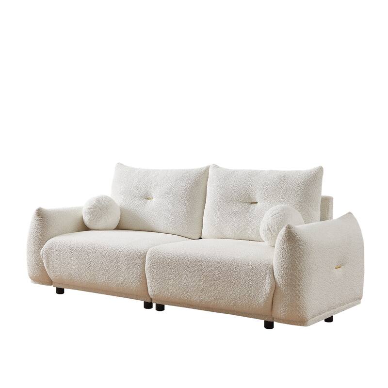 90'' Comfortable Sofa with 2 Cushions, 2 Ball Pillows, Two Sets