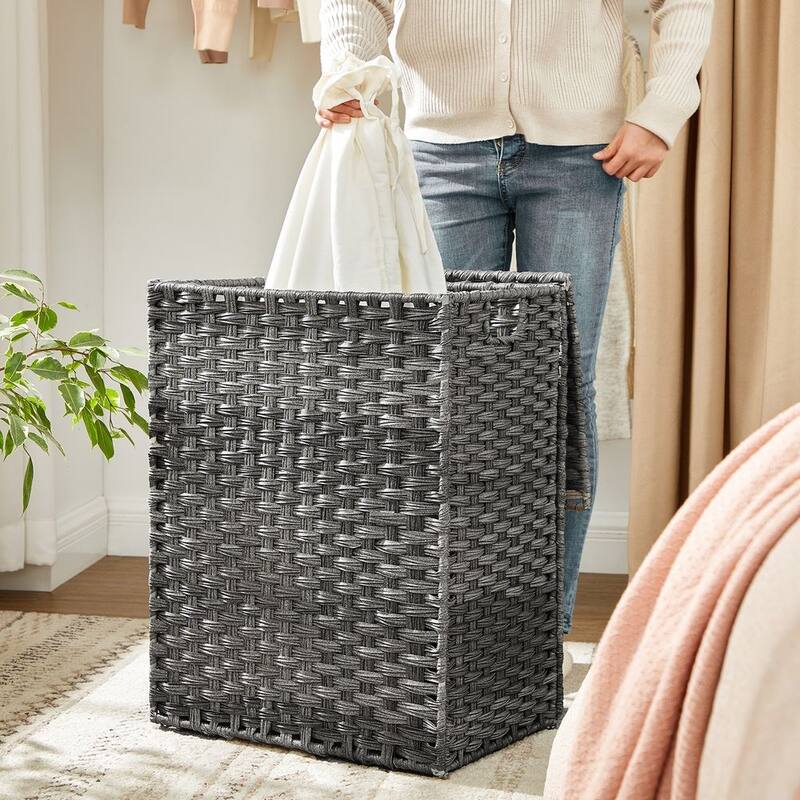 23.8 Gallon Grey Space-Saving Portable Laundry Basket with Lid and Removable Cotton Liner - 18.1“L x 13“W x 23.6“H