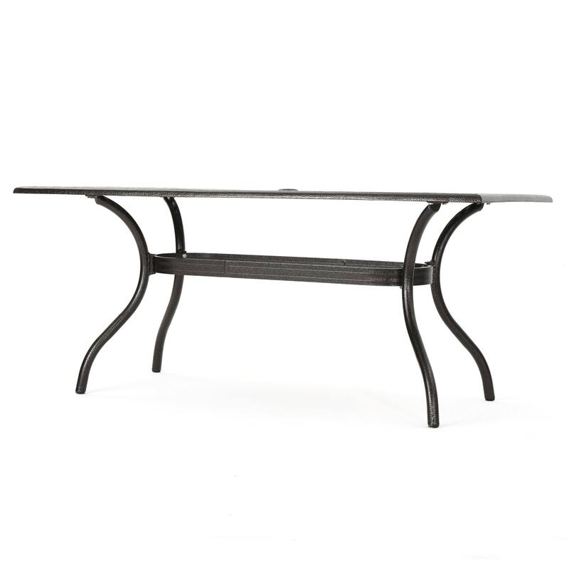 Toni Outdoor Table, 67 Inch Rectangular Top, Lattice Bronze Aluminium