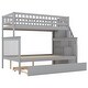 preview thumbnail 10 of 24, Lodge Design Twin over Full Wood Bunk Bed with Trundle,Staircase with Storage Shelves,High Safety Guardrail