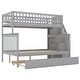 preview thumbnail 4 of 11, Twin Over Full Bunk Beds with Trundle, Gray Wooden Bunk Storage Bed with Side Storage Stairway and Guard Rail for Kids, Adults