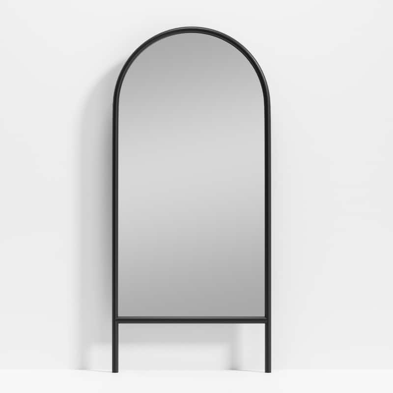 Ladder-Style Arched Solid Wood Framed Full Length Leaning Mirror
