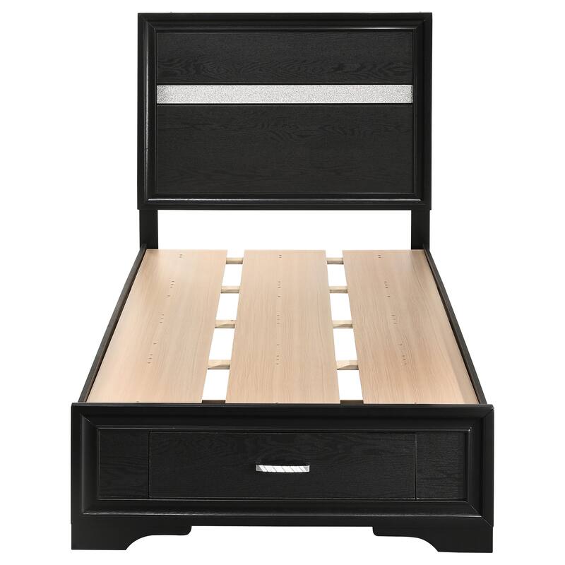Twin Size Solid Wood Storage Bed with Built-in Drawers and Panel Headboard