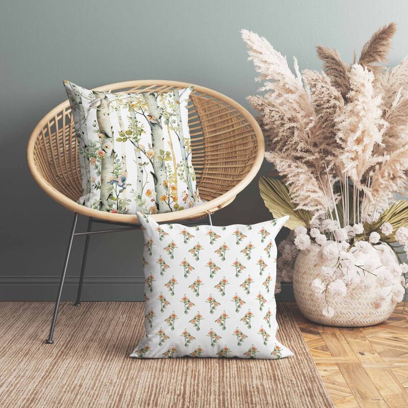 Whispering Woods Faux Suede Reversible Throw Pillow Green and Peach