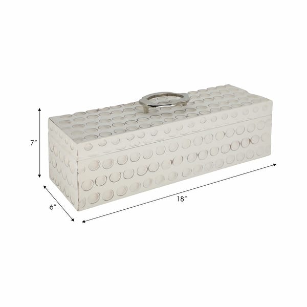 dimension image slide 0 of 2, Sagebrook Home Griffon Wood and Metal Box for Stylish Home Organization - 18" x 6" x 7"