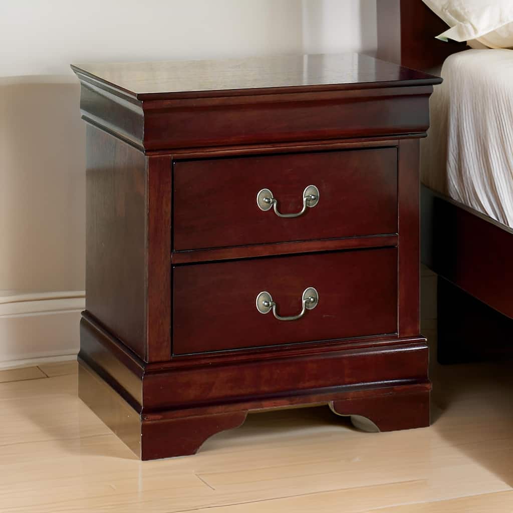 Deyr Nightstand, 2 Drawers, Bronze, Louis Philippe Molding Brown