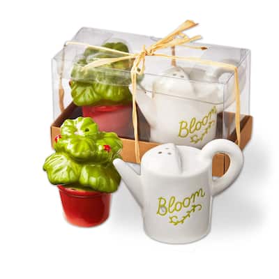 Bloom S&P Ceramic Salt and Pepper Shakers Multicolor Hand Wash Only 2.6 in H x 3.75 in L x 2 in W