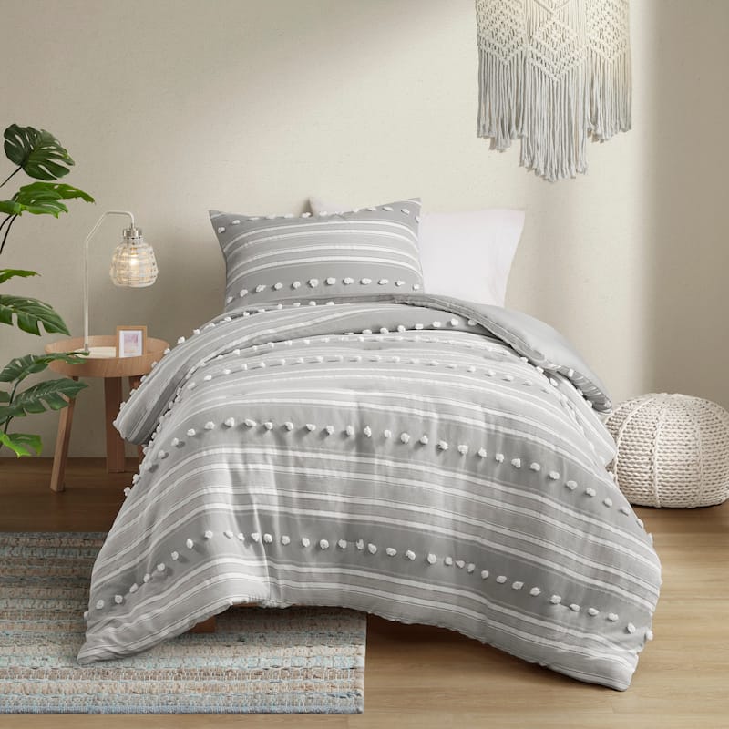 Intelligent Design Cillian Striped Clipped Jacquard Comforter Set