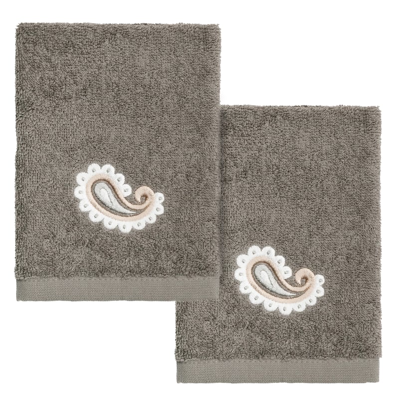Authentic Hotel and Spa Turkish Cotton Mackenzie 2PC Washcloth Set - Dark Gray