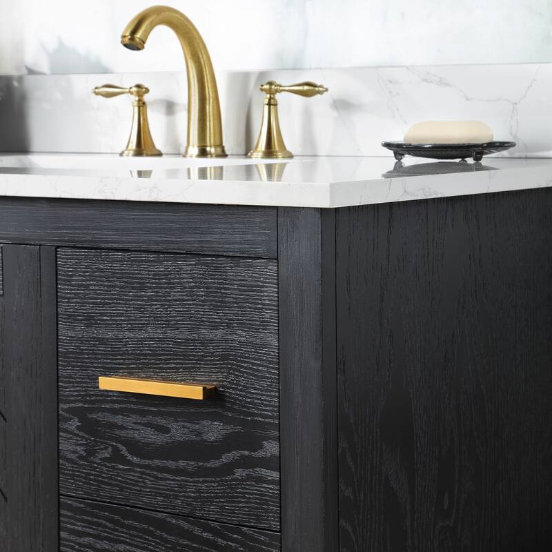 Altair Gazsi Bathroom Vanity with Composite Stone Countertop with Mirror