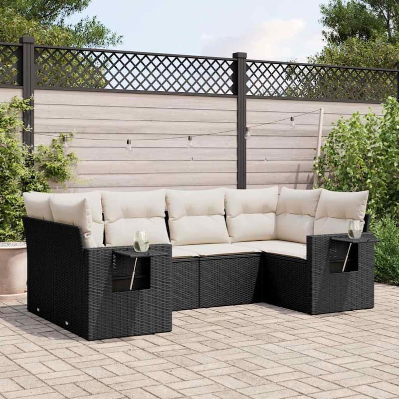 vidaXL Garden Sofa Set Black and Cream White - 24.4 x 24.4 x 27.2
