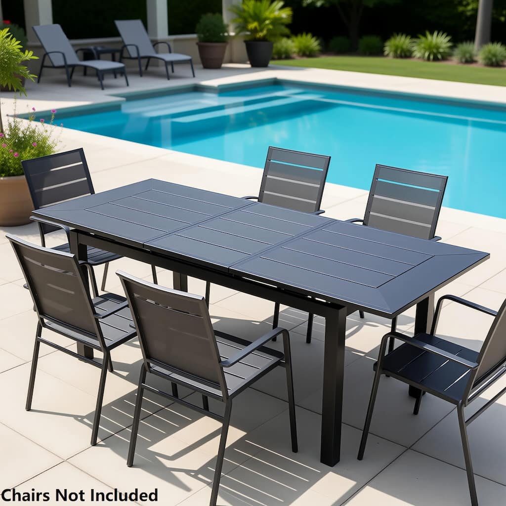 Extendable Outdoor Patio Dining Table Aluminum frame for 8 Persons