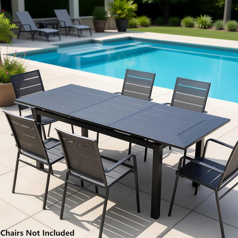 Extendable Outdoor Patio Dining Table Aluminum frame for 8 Persons