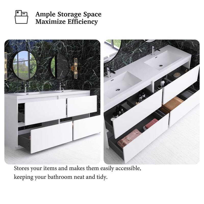 Freestanding Bathroom Vanity with Integrated Resin Top