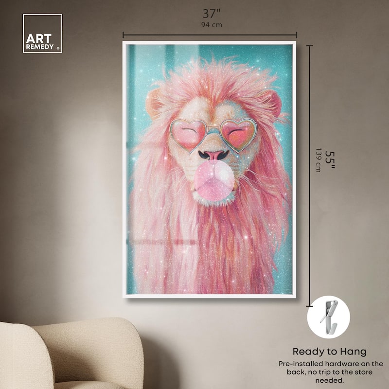 Pastel Lion Bubblegum Shadowbox by Art Remedy