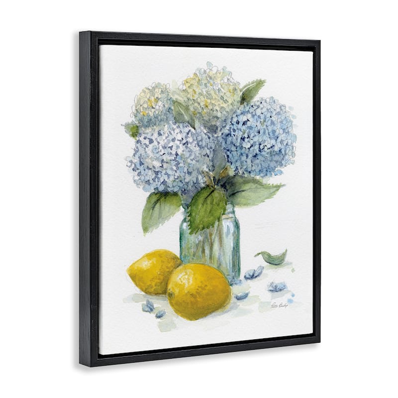 Stupell Hydrangeas & Lemons Vase Framed Floater Canvas Wall Art Design By Patti Bishop