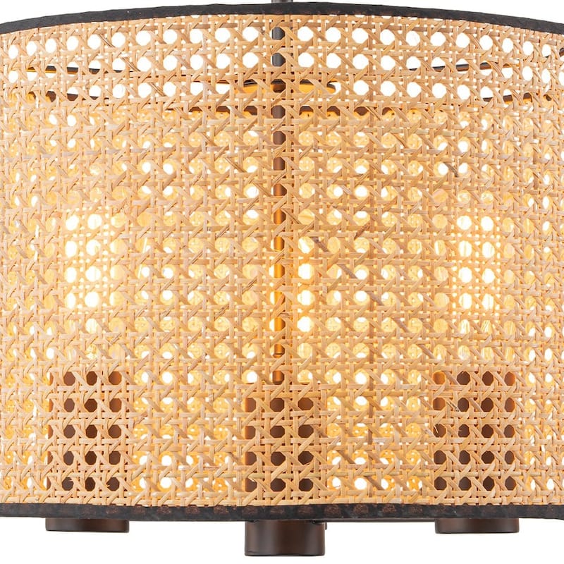 Vintage Natural Handmade Rattan Drum Pendant