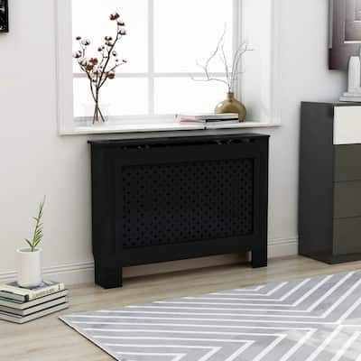 vidaXL Radiator Cover Black 44.1"x7.5"x32.1" MDF