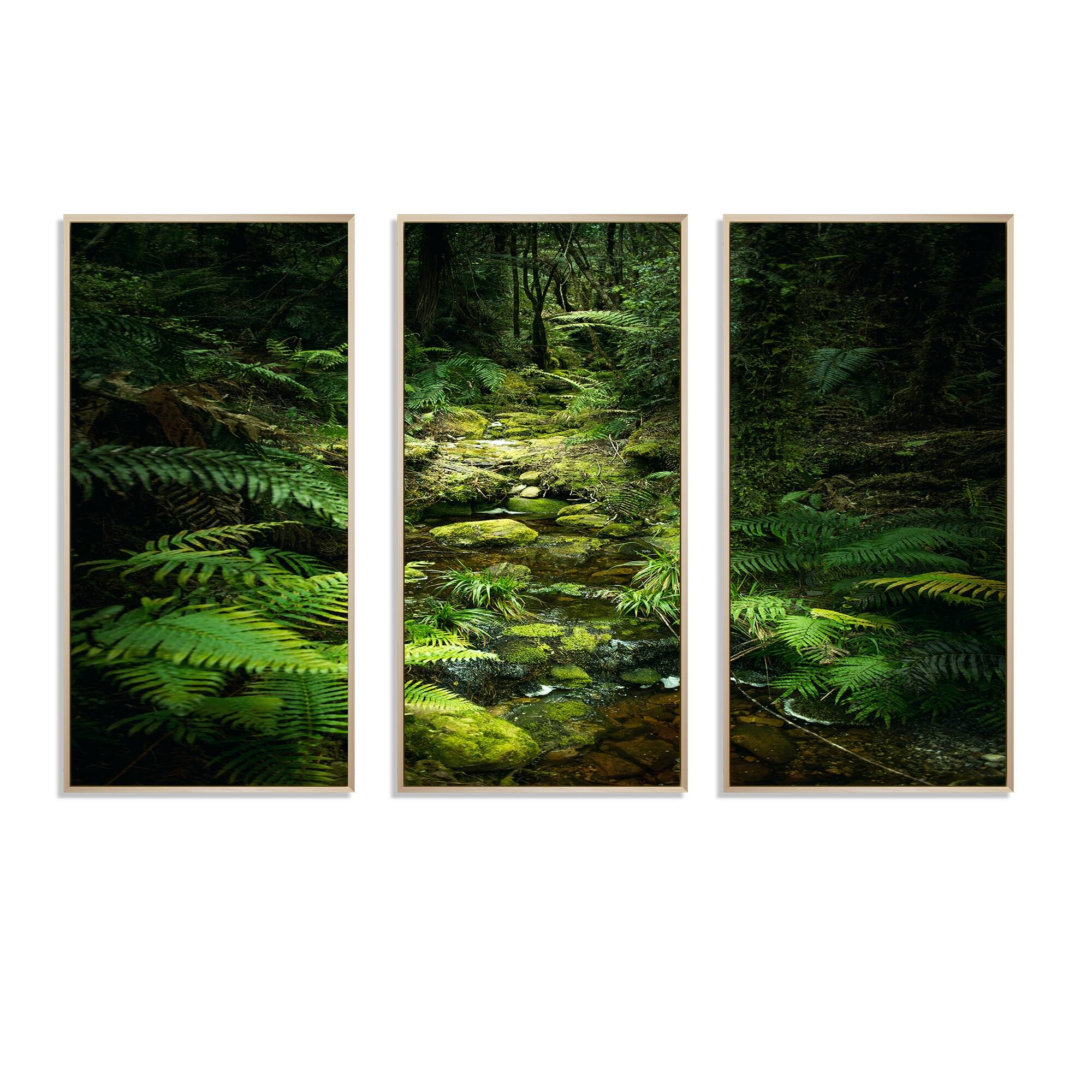 Designart "Green Forest of New Zealand" Landscape Framed Wall Decor Set
