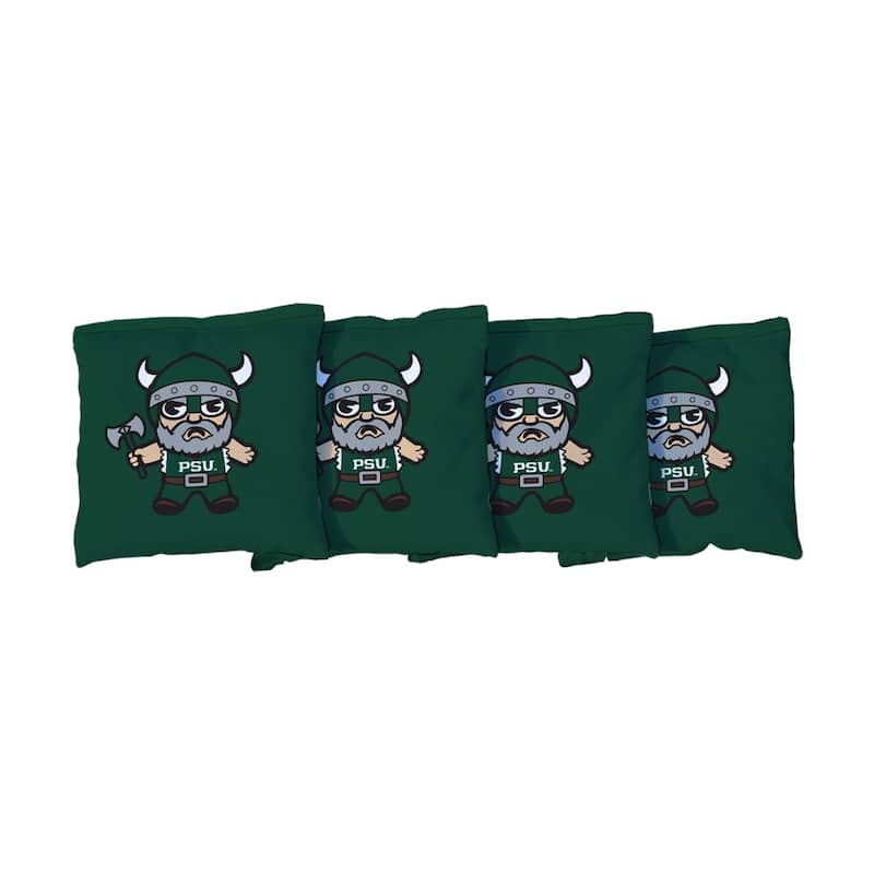 Portland State University Vikings Green Tokyodachi Design Cornhole Bags - Corn Filled