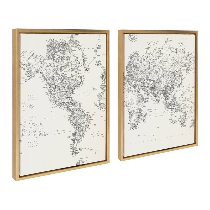 Kate and Laurel Sylvie Map Canvas Set by The Creative Bunch Studio